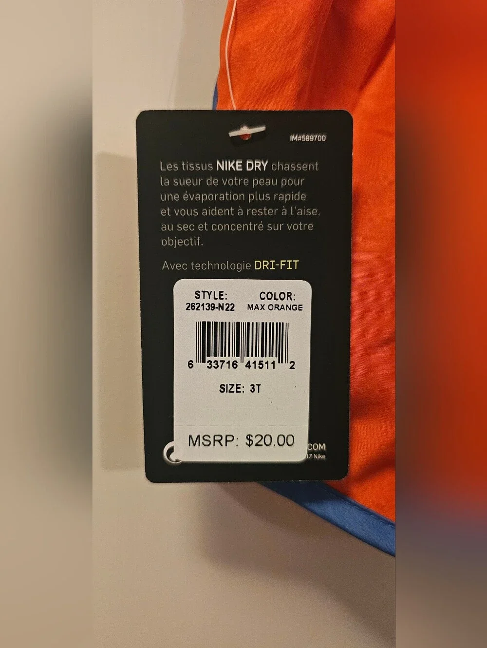 Nike NWT Toddler Girls Orange Blue Dri-FIT Running Shorts - Size 3T 2-3 Years